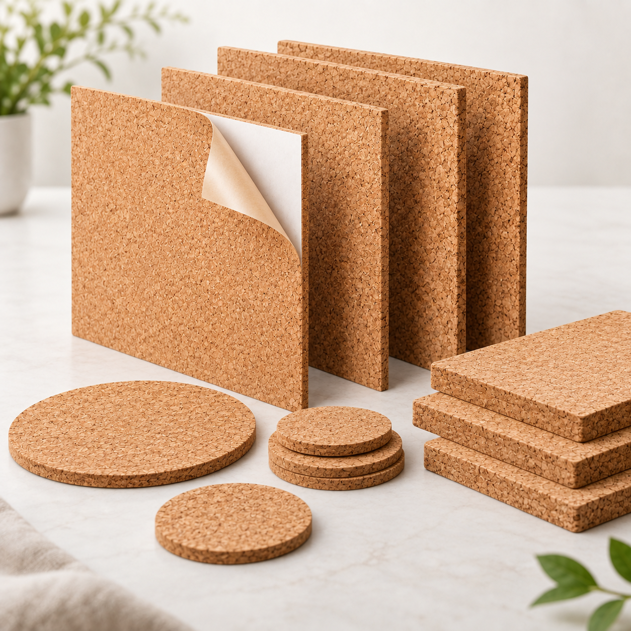 Korkplatten mit selbstklebender Rückseite