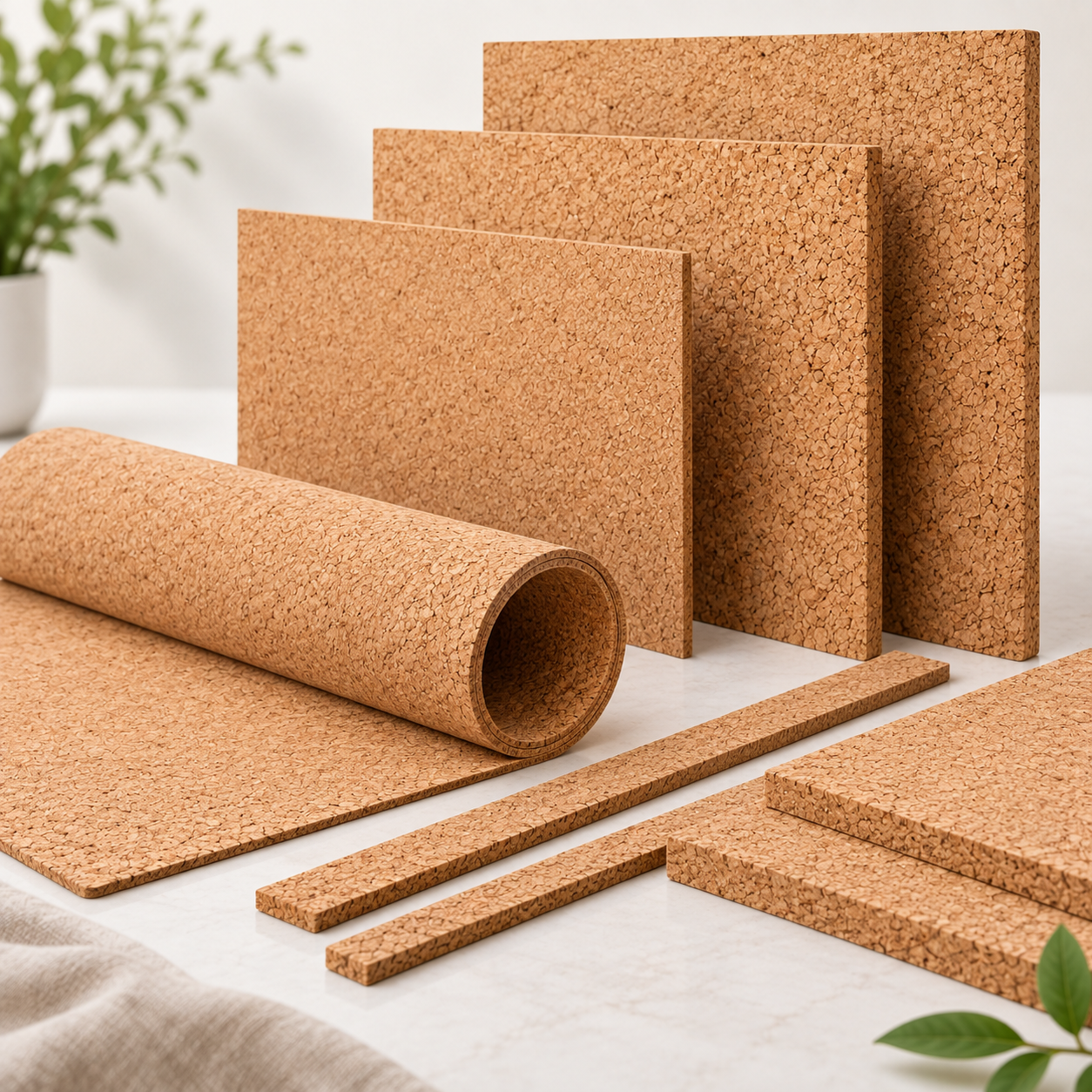 Korkplatten und Korkmaterial in unterschiedlichen Formaten