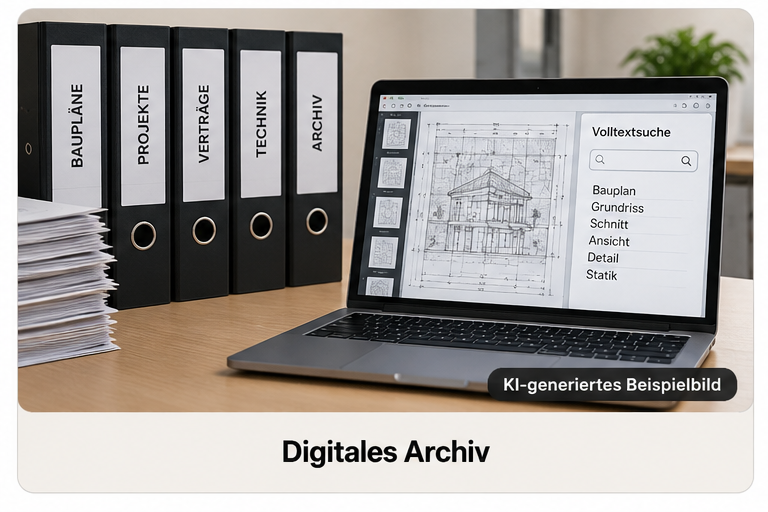 KI-generiertes Beispiel für Digitalisierung und digitales Archiv