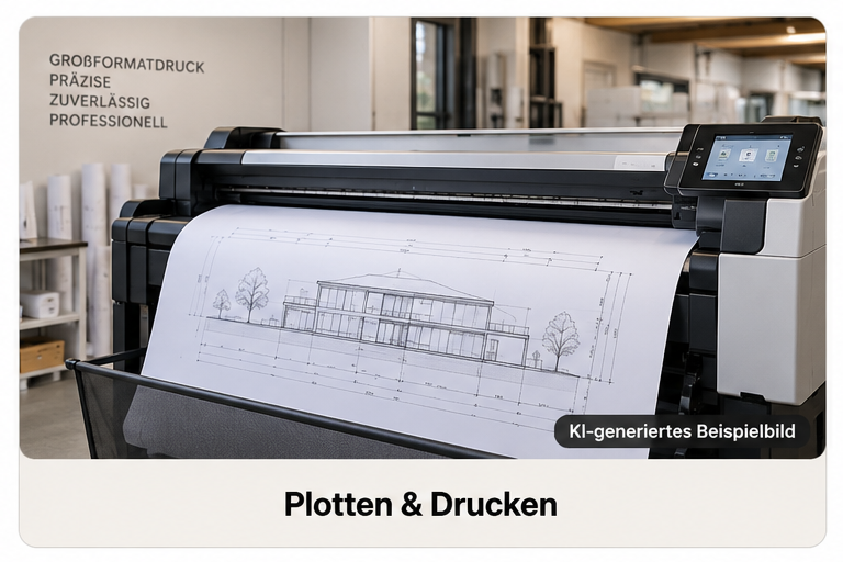 KI-generiertes Beispiel für das Plotten und Drucken technischer Pläne