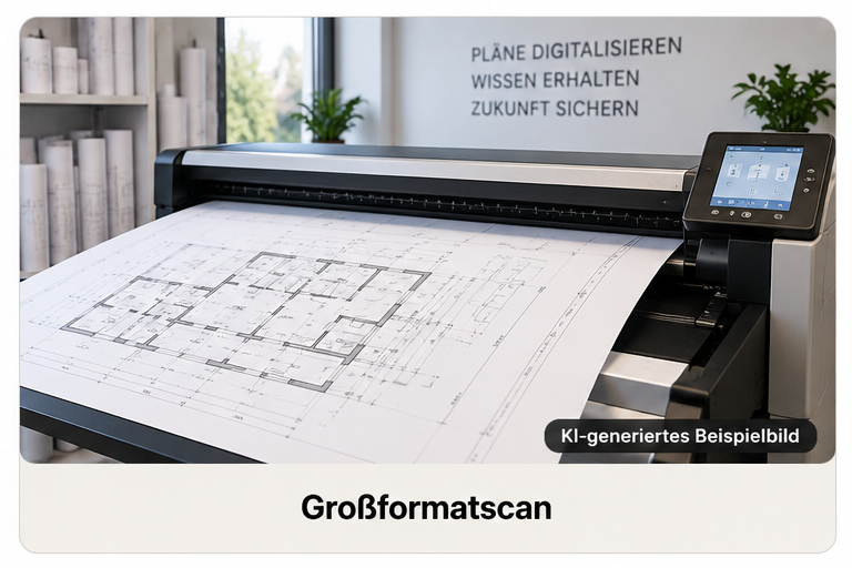 KI-generiertes Beispiel für das Scannen eines großformatigen Plans